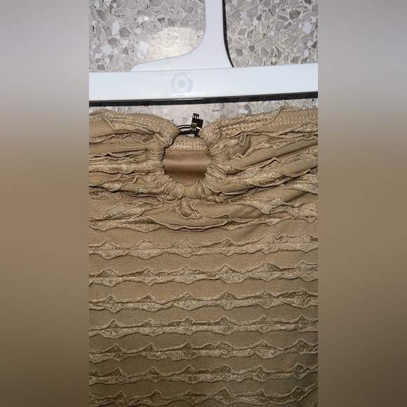 SHEIN Tan Ribbed Midi Pencil Skirt Cocktail - Picture 5 of 5